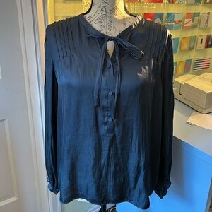 NWT Featherweight satin tie-neck top